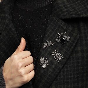 Disturbia Black and Silver Insect Brooch Set